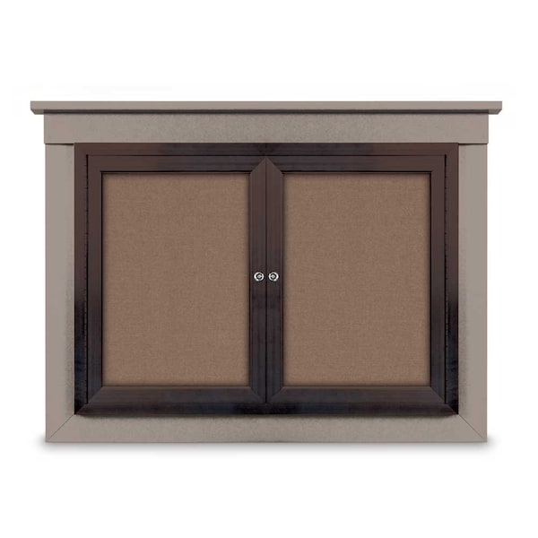 36"x36" 1-Door Enclosed Letterboard, Green Felt/Walnut